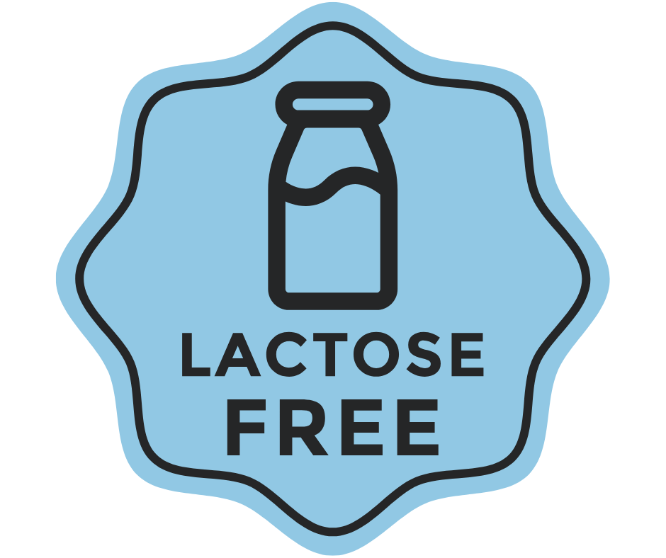 badge featuring lactose free milk